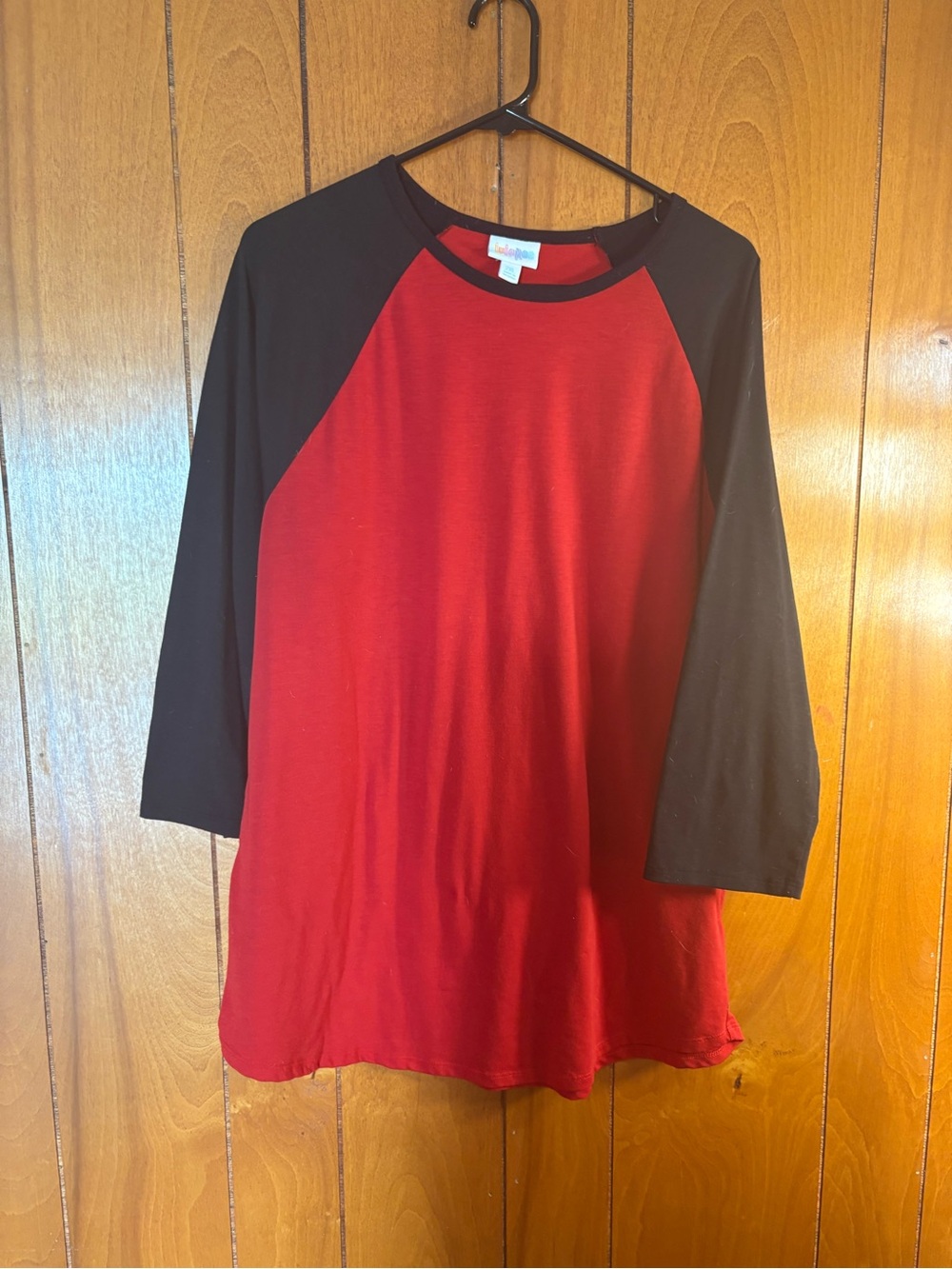 LuLaRoe Red and Black Raglan Long Sleeve Tee